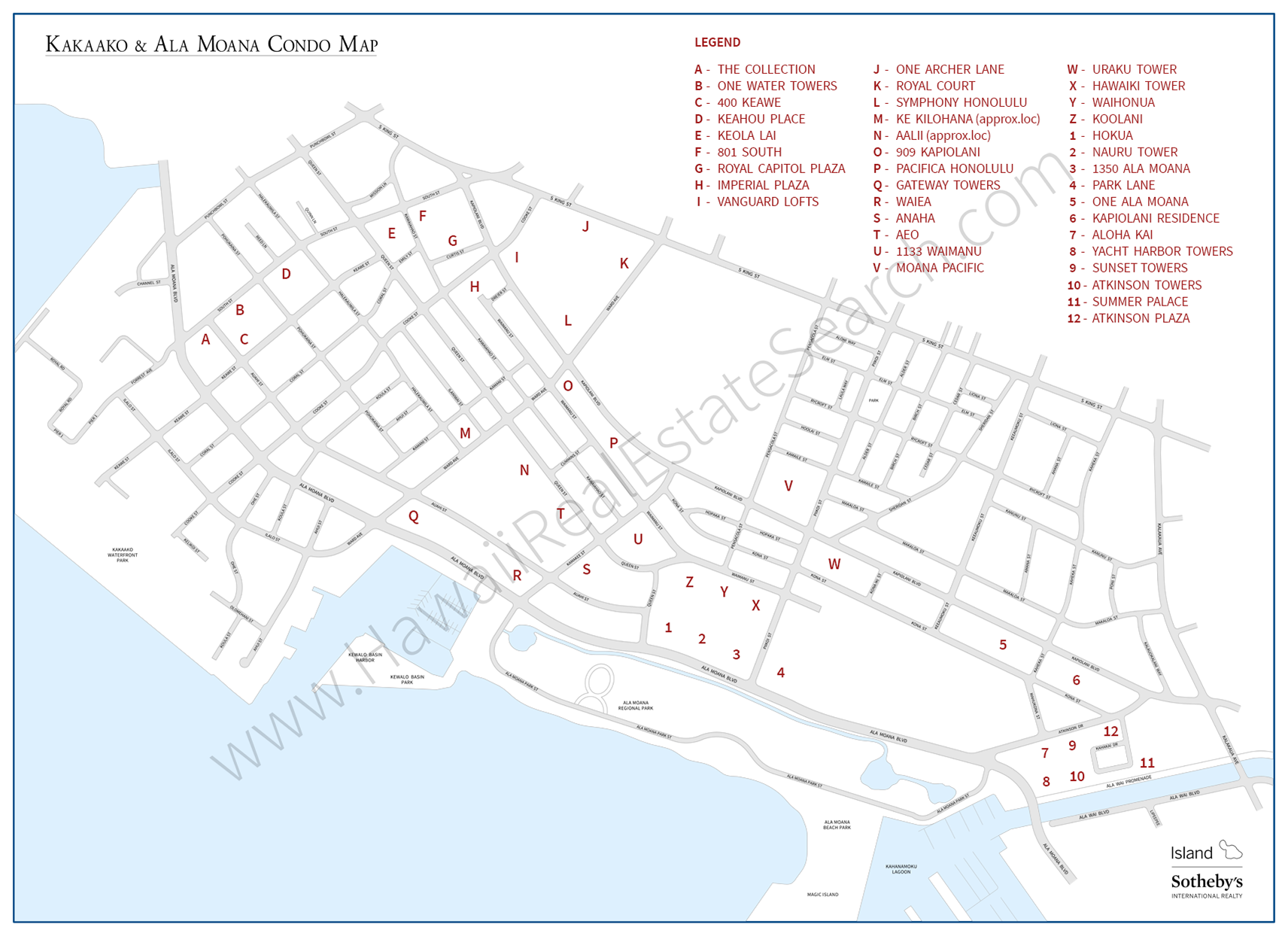 Ala Moana Condo Map 2020